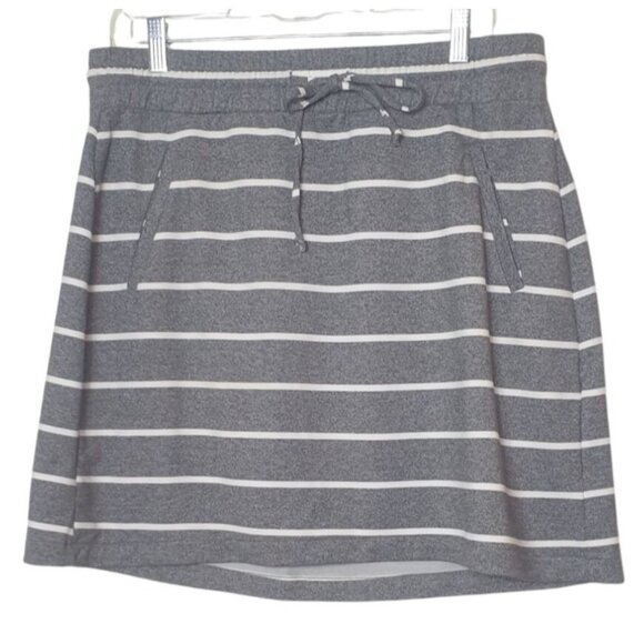 Torrid Womens Casual Skirt Sz 00 White Gray Striped Pockets Elastic Comfy Chic - Picture 1 of 8